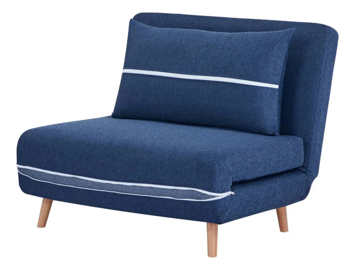 Sofá Cama Individual Plegable Reclinable Con Cojín A Juego