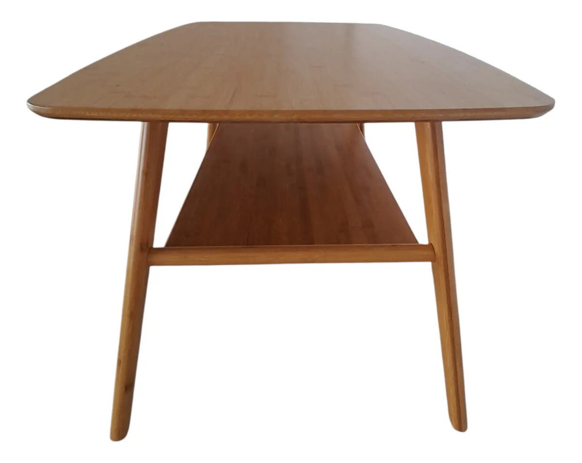 Mesa De Centro De Bambú Baja 2 Niveles Diseño Minimalista