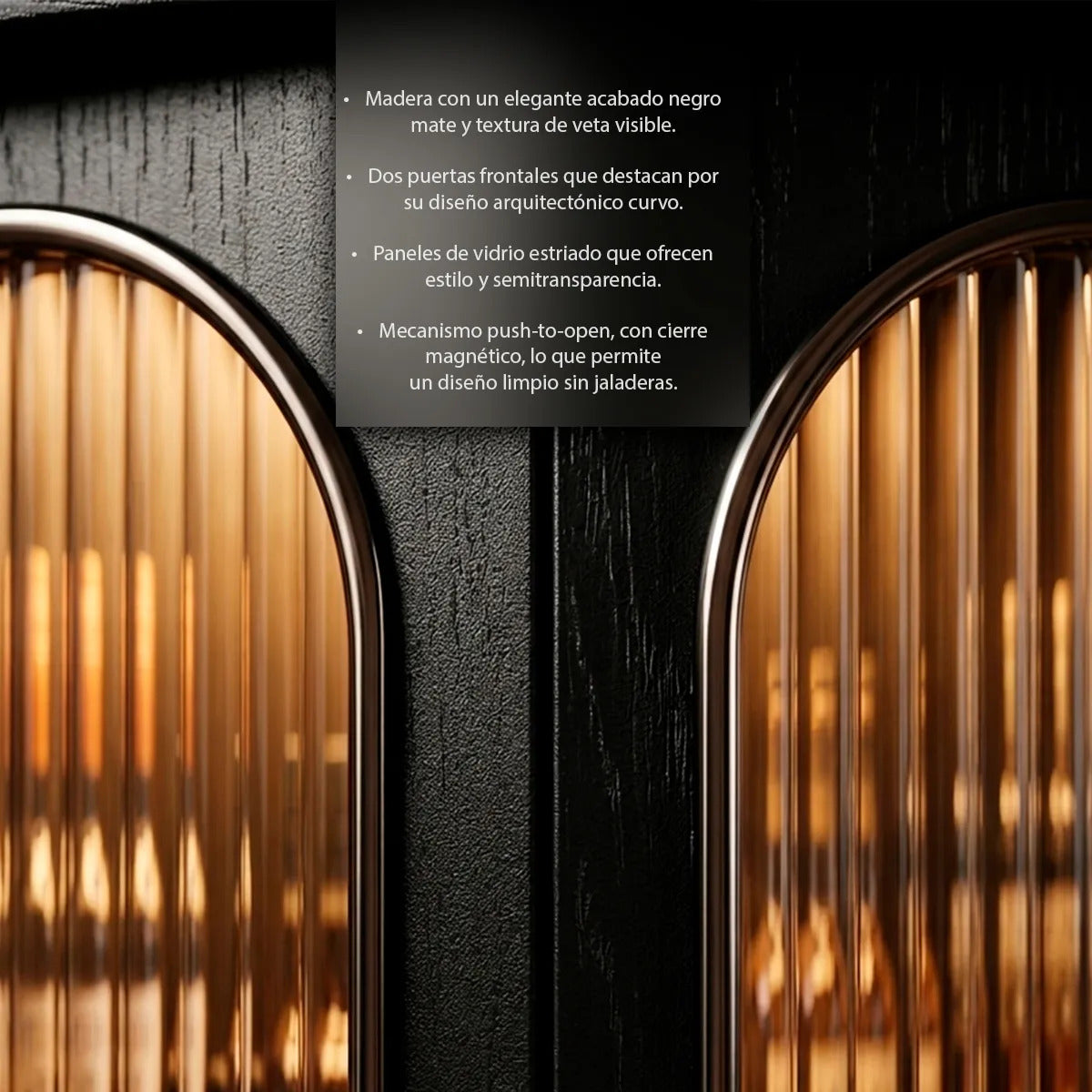 Bar Cantina Vintage Madera Negro Puertas De Cristal Elegante