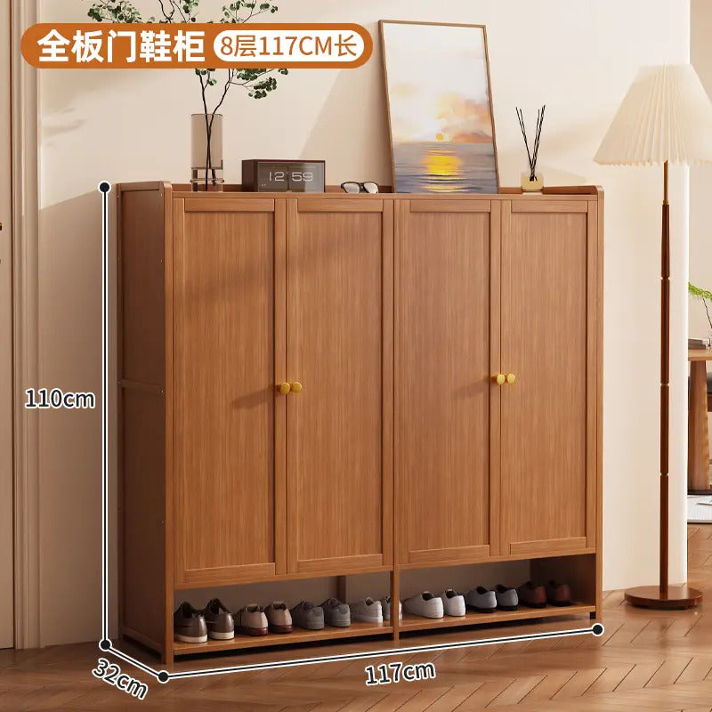 Mueble Zapatero De Bambú Organizador 4 Puertas Recibidor