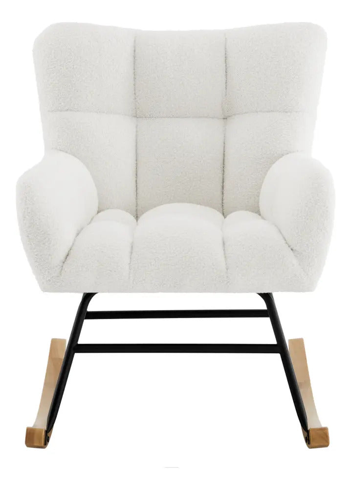 Silla Mecedora Moderna Elegante Tapizado Color Blanco