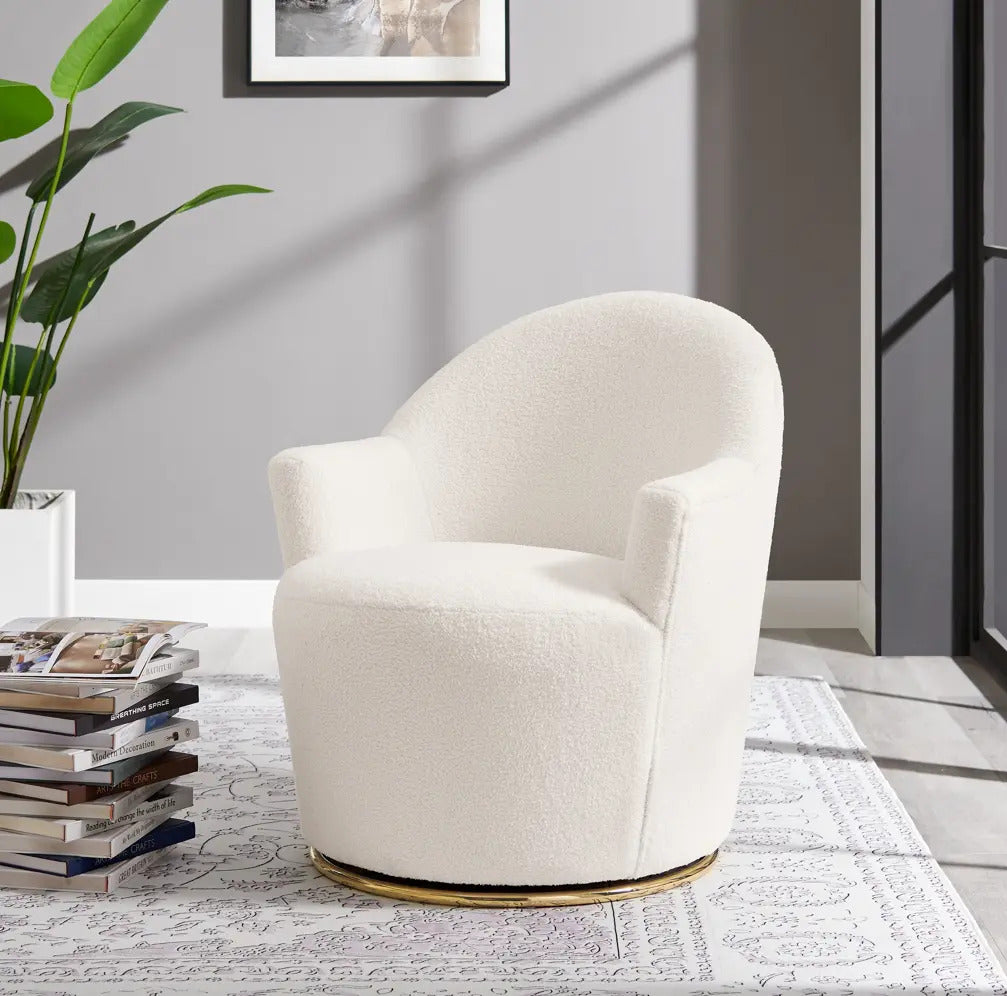 Sillón Giratorio Individual Tapizado Con Respaldo Curvo