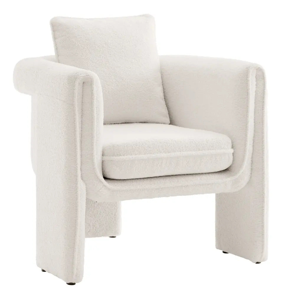 Sillón Individual Estructura Moderna Color Blanco Tapizado