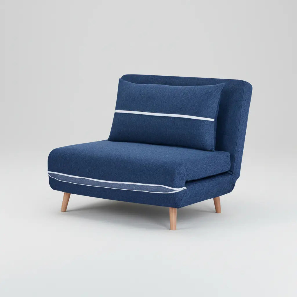 Sofá Cama Individual Plegable Reclinable Con Cojín A Juego