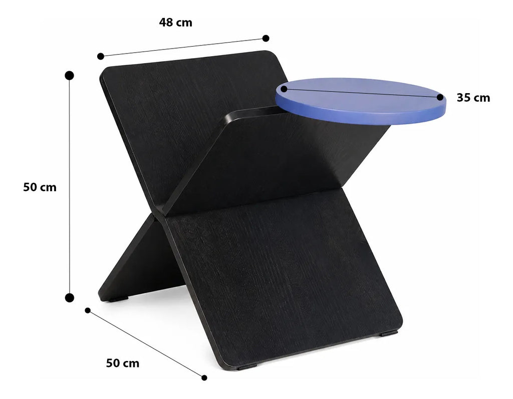 Mesa Auxiliar Negra Con Azul Diseño Moderno Geométrico