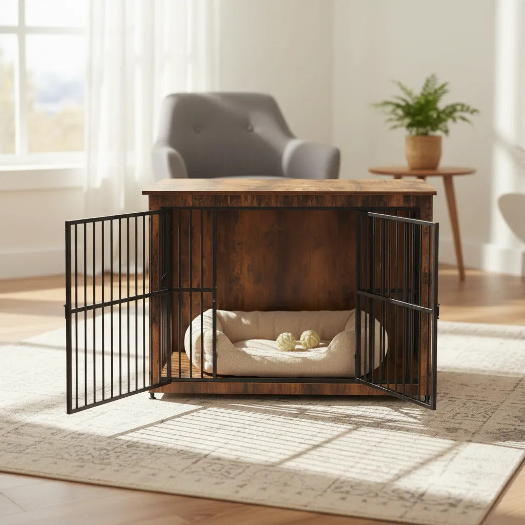 Mueble Jaula Para Perro Madera Metal Estilo Industrial