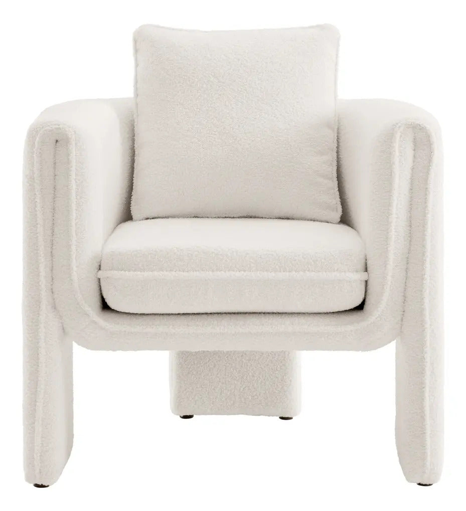 Sillón Individual Estructura Moderna Color Blanco Tapizado