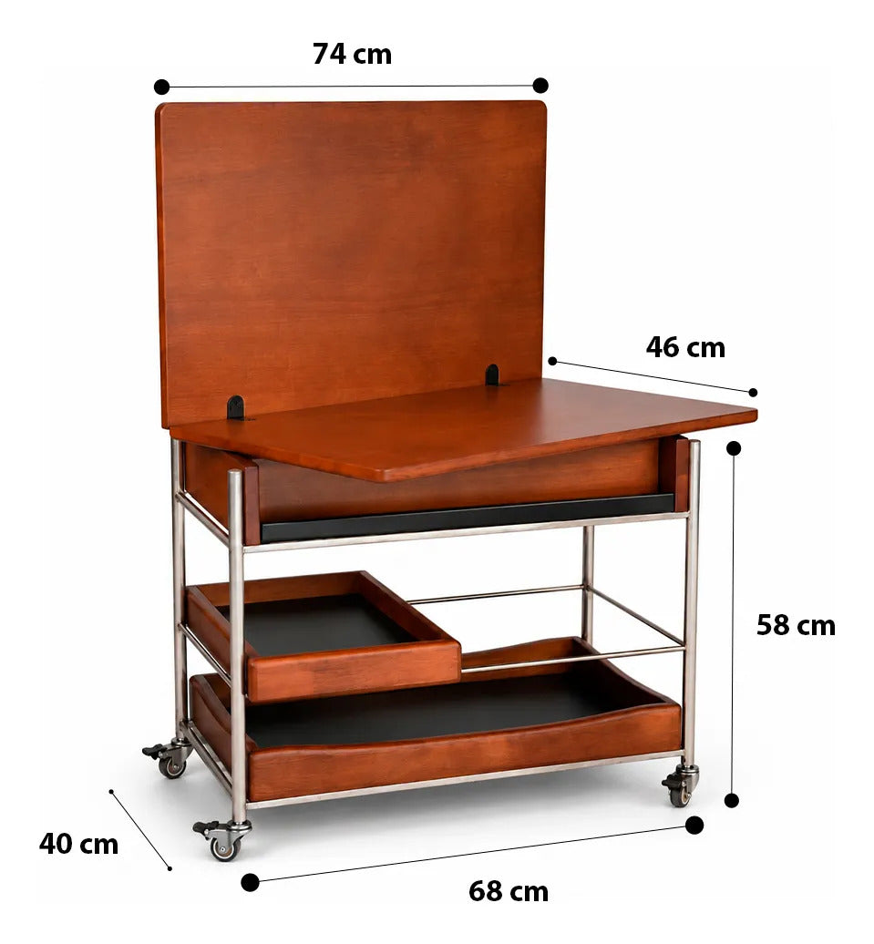 Mesa De Madera Plegable Auxiliar Ruedas Tornamesa Moderna
