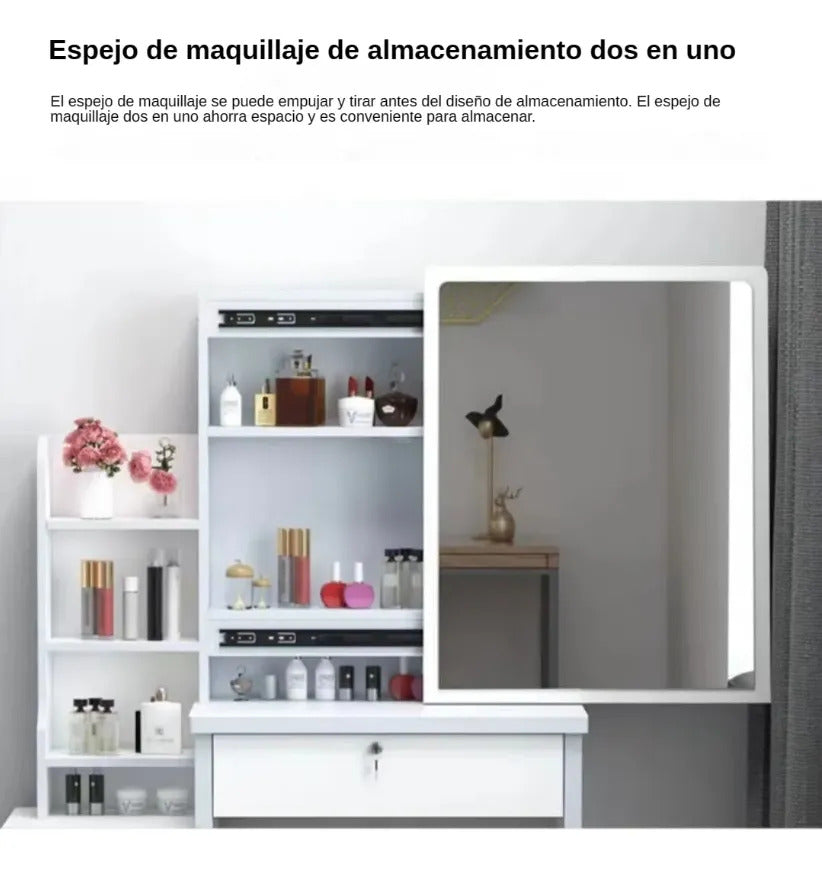 Buro Tocador Vanity Para Niña Espejo Deslizante Color Blanco