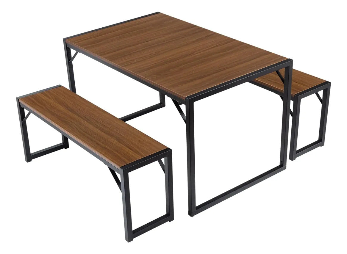 Juego De Mesa Comedor De Cocina Para 4 Personas Con Bancos