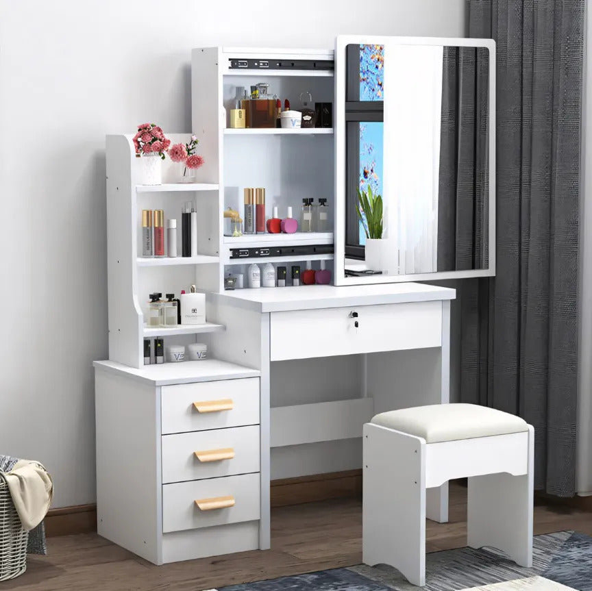 Buro Tocador Vanity Para Niña Espejo Deslizante Color Blanco