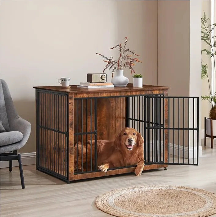 Mueble Jaula Para Perro Madera Metal Estilo Industrial