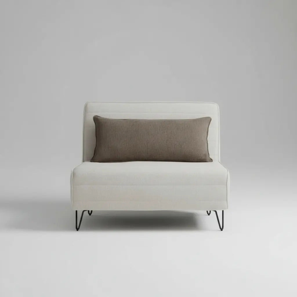 Sofá Cama Reclinable Plegable Individual Blanco Con Cojín