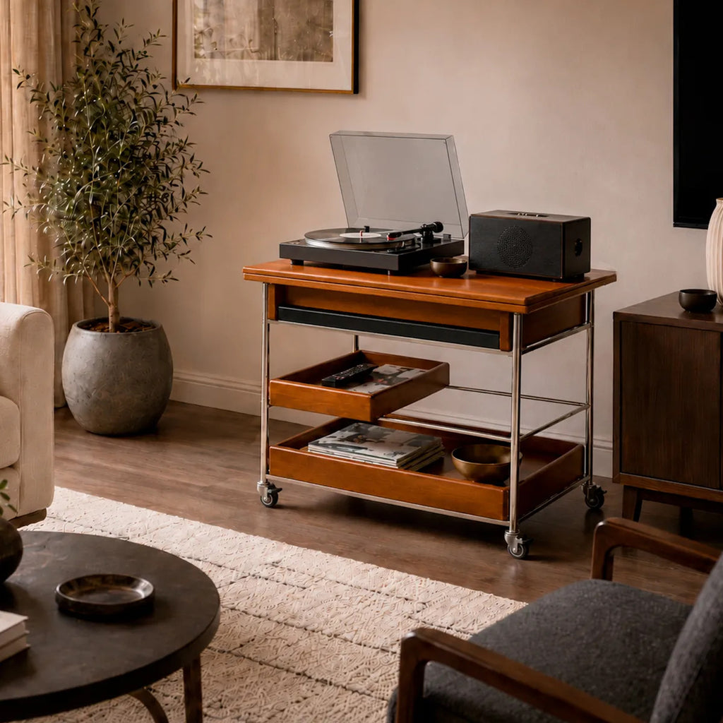 Mesa De Madera Plegable Auxiliar Ruedas Tornamesa Moderna