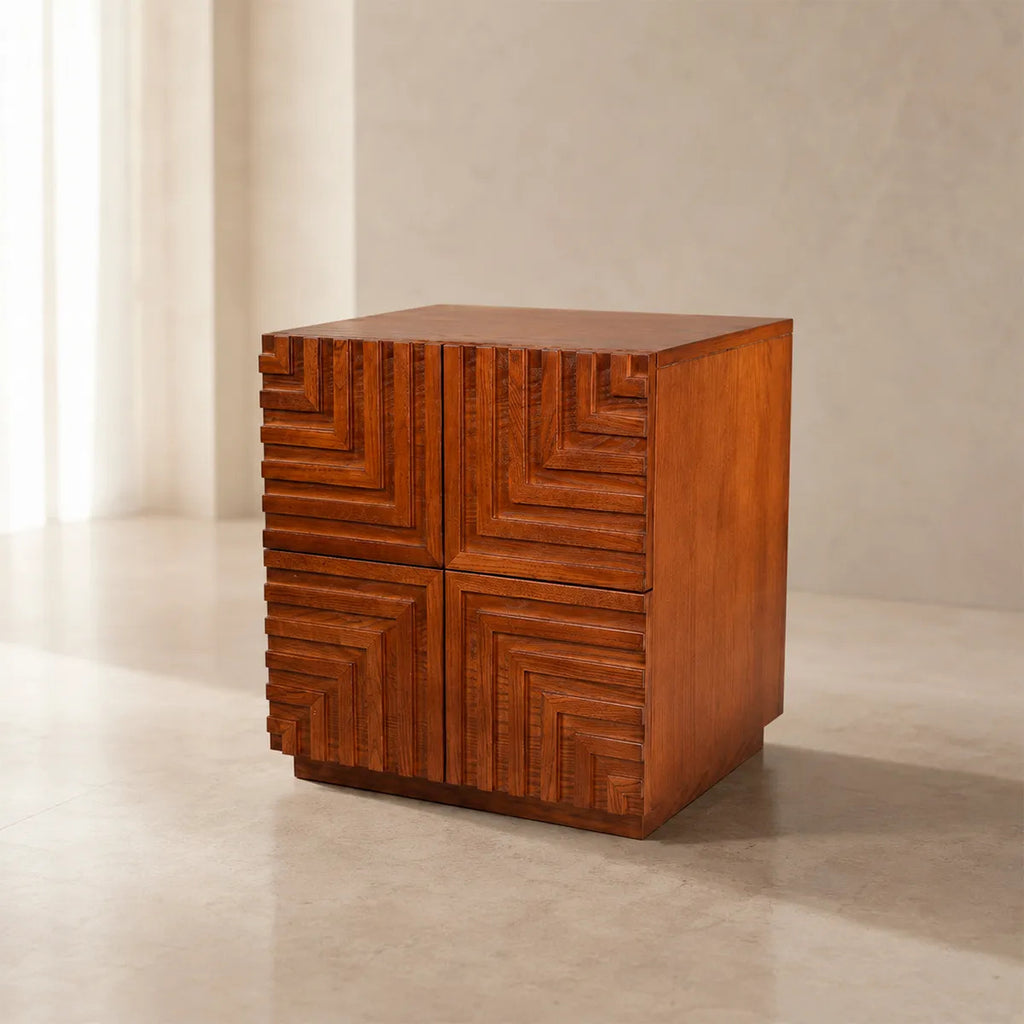 Buró Mesa De Noche Contemporáneo Moderno Madera Dos Cajones