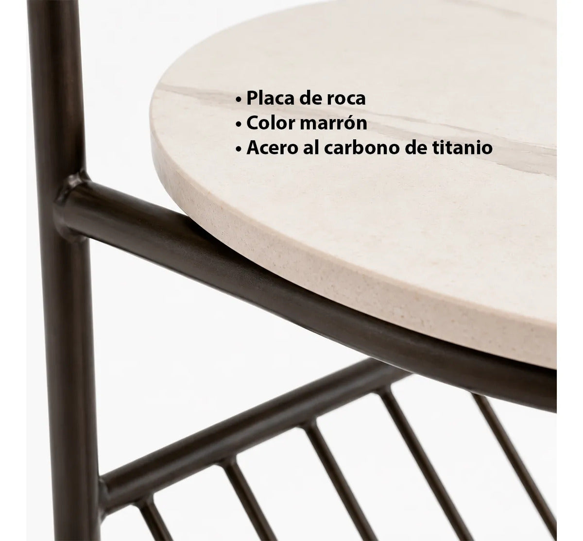 Mesa De Centro Moderna Metálica Piedra Sintética Revistero