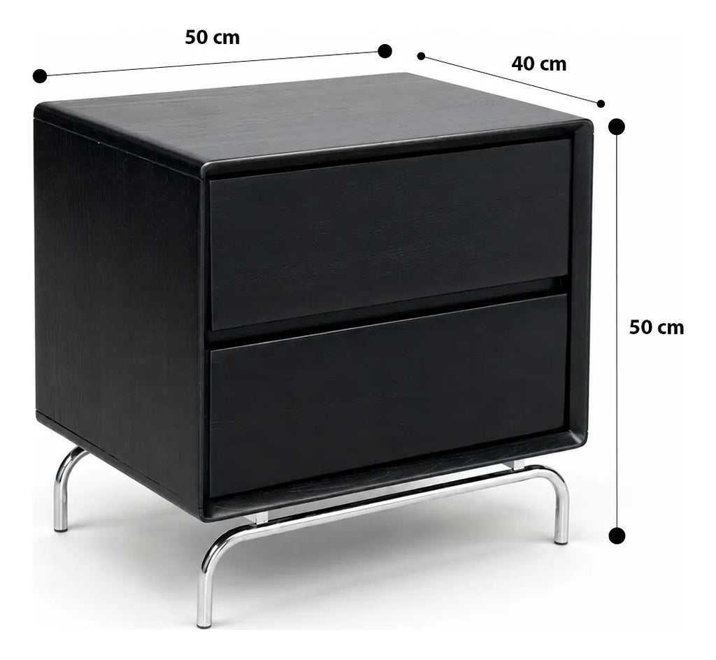 Buró Negro Elegante Con Base Metálica Cromada Moderno