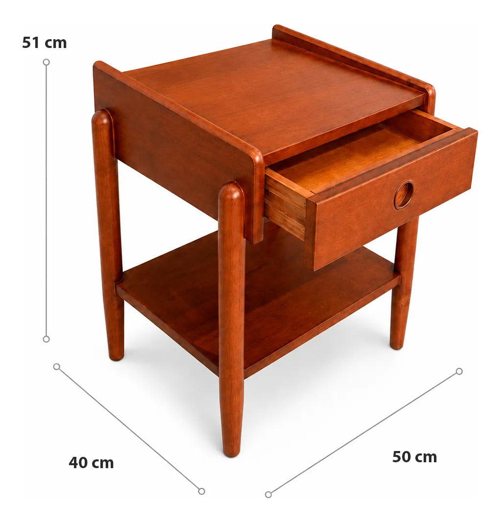Buró Mesa De Noche Clásico De Madera Cajón Repisa 51x50x40