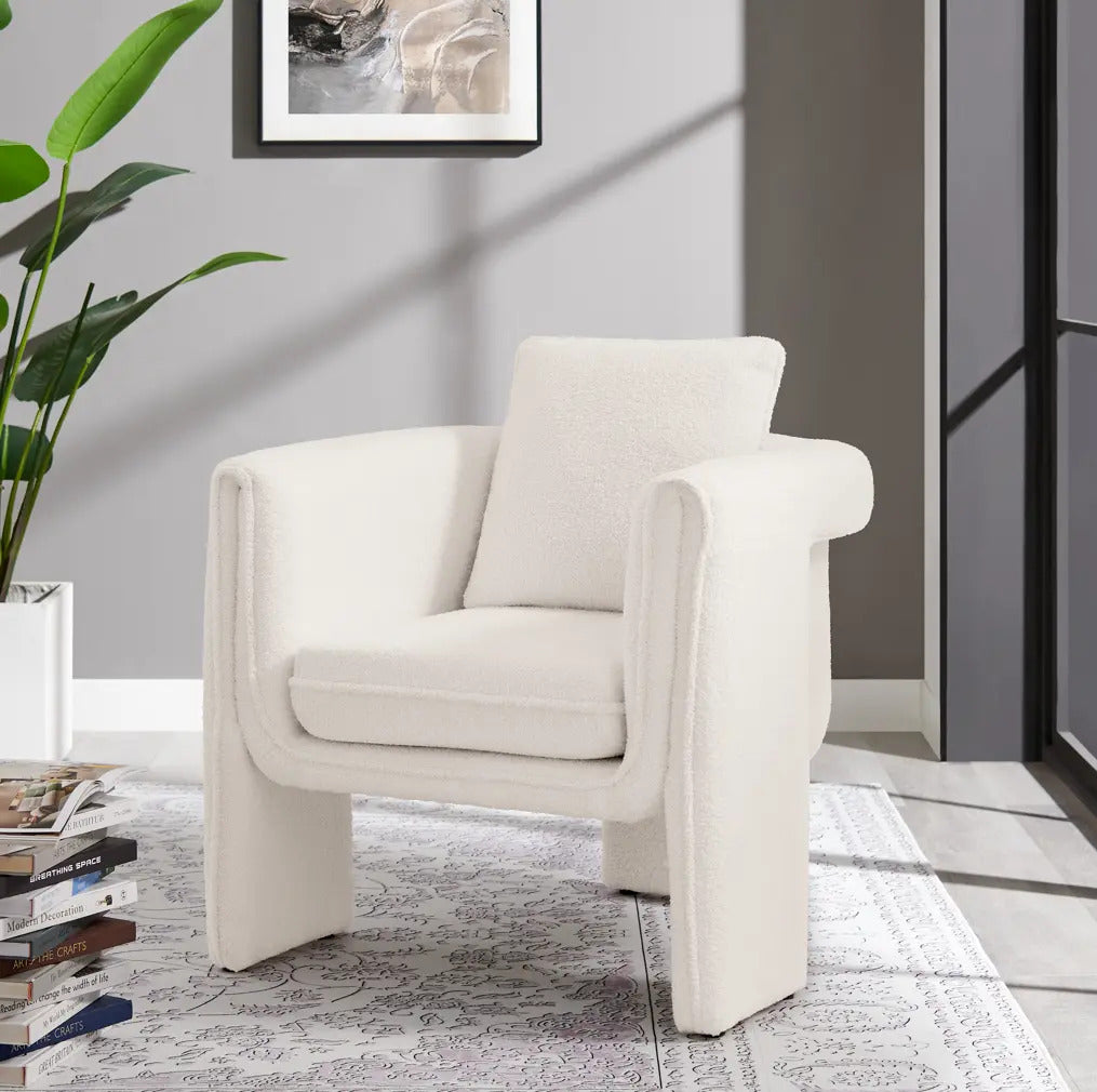 Sillón Individual Estructura Moderna Color Blanco Tapizado