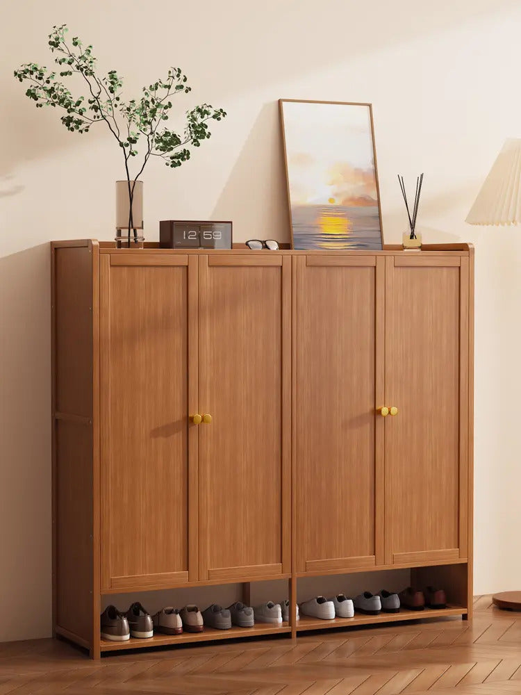 Mueble Zapatero De Bambú Organizador 4 Puertas Recibidor