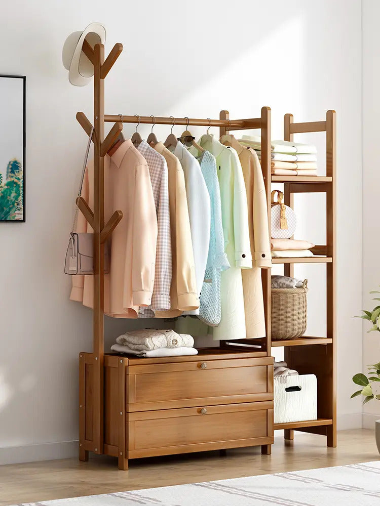 Organizador Closet Bambú 2 Cajones Repisas Perchero Armario