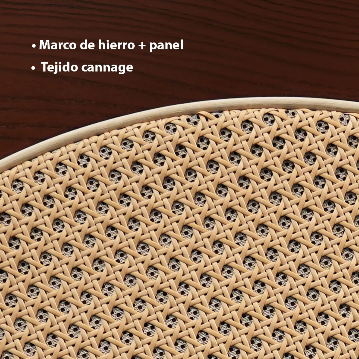 Mesa De Centro Redonda Madera Dos Niveles Tejido Pvc Grande