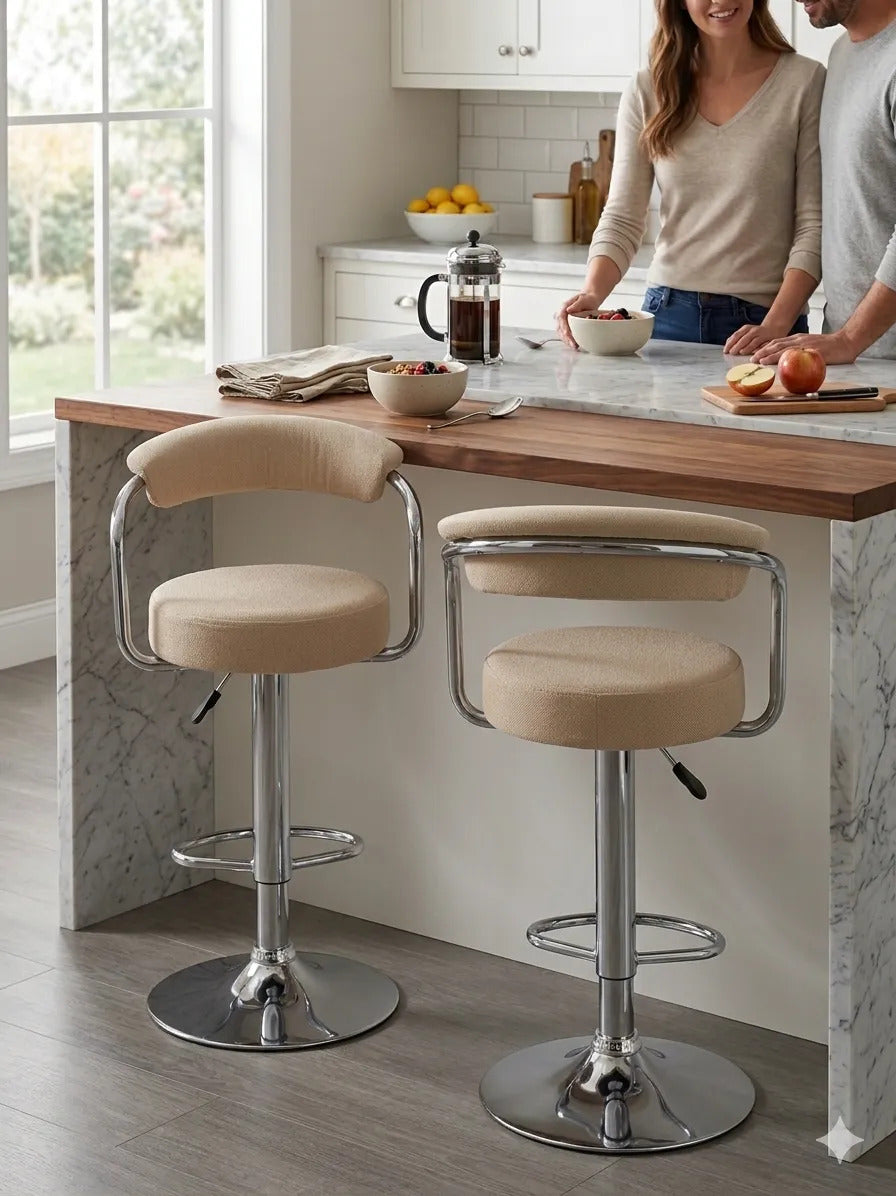 Set De 2 Bancos Barra Bar Cocina Altura Regulable Elegante