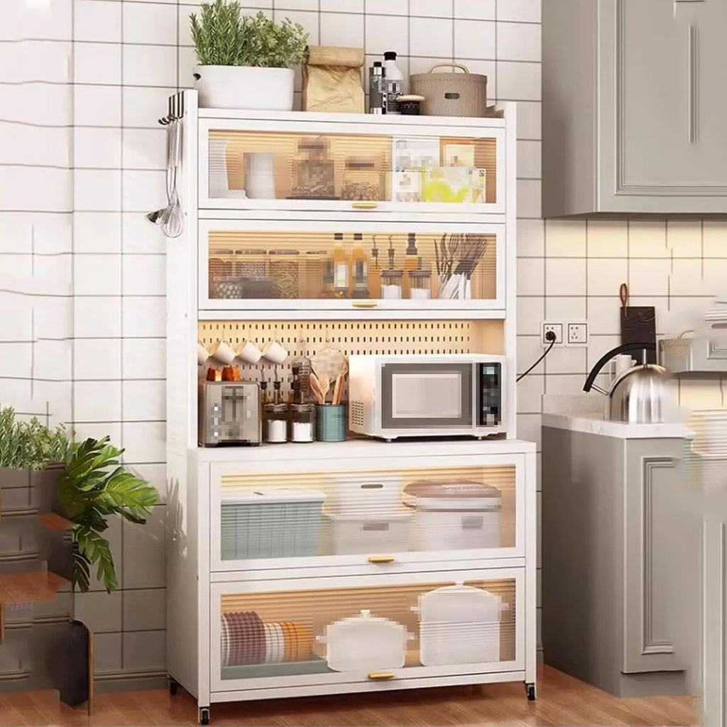 Rack Organizador Cocina 6 Niveles Puertas Vitrina Ruedas