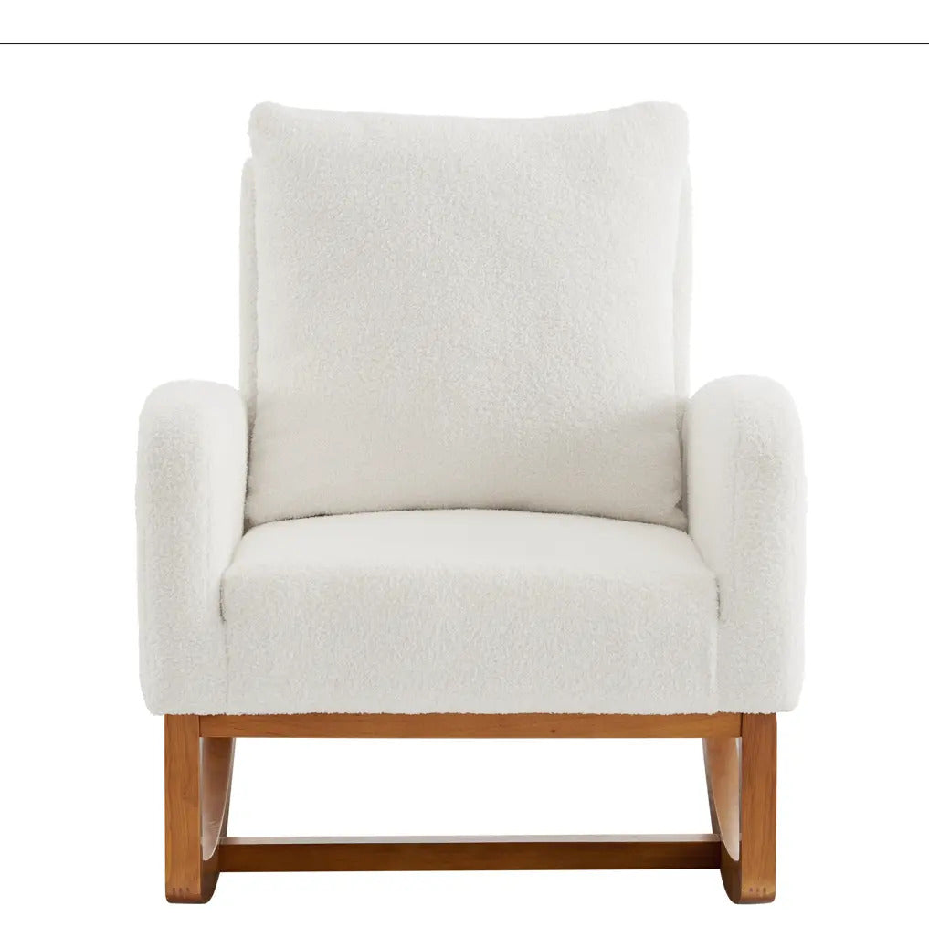 Sillón Mecedor Moderno Elegante Tapizado Color Blanco