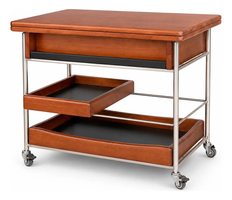 Mesa De Madera Plegable Auxiliar Ruedas Tornamesa Moderna