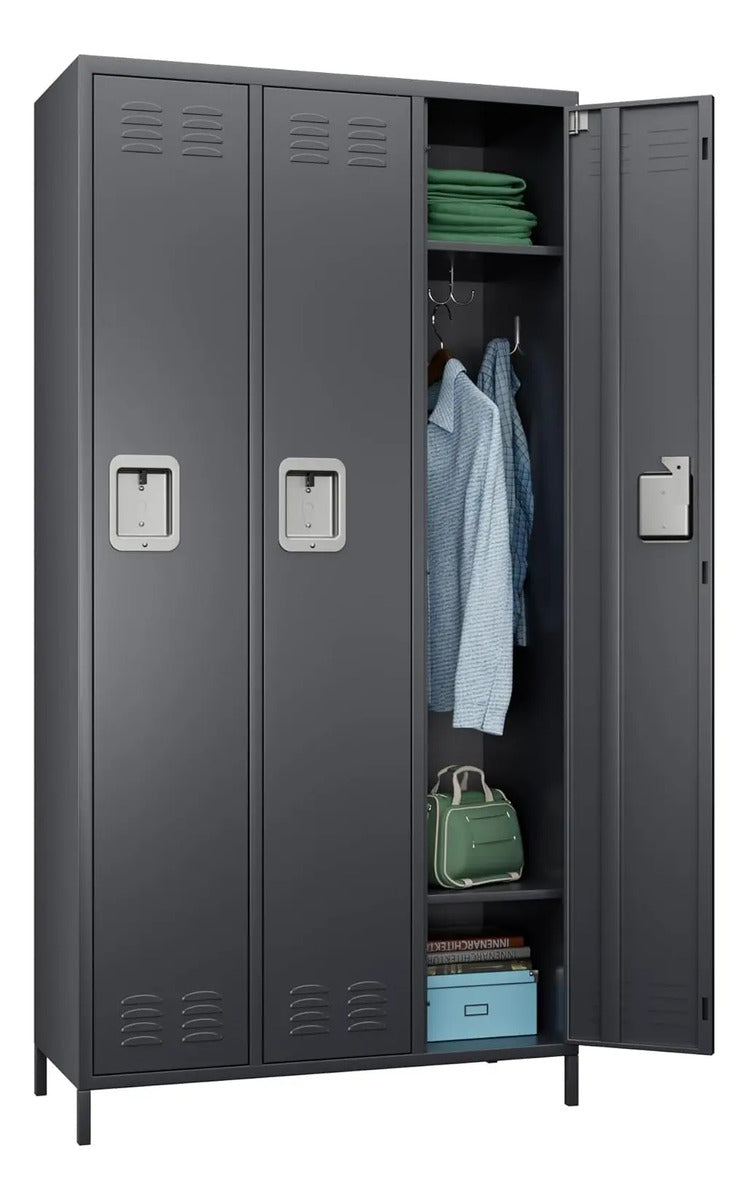Locker Casillero Metal 3 Puertas Triple Uso Industrial Y Gym