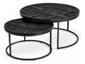 Set 2 Mesas Auxiliares Grabadas Color Negro Rustico Elegante