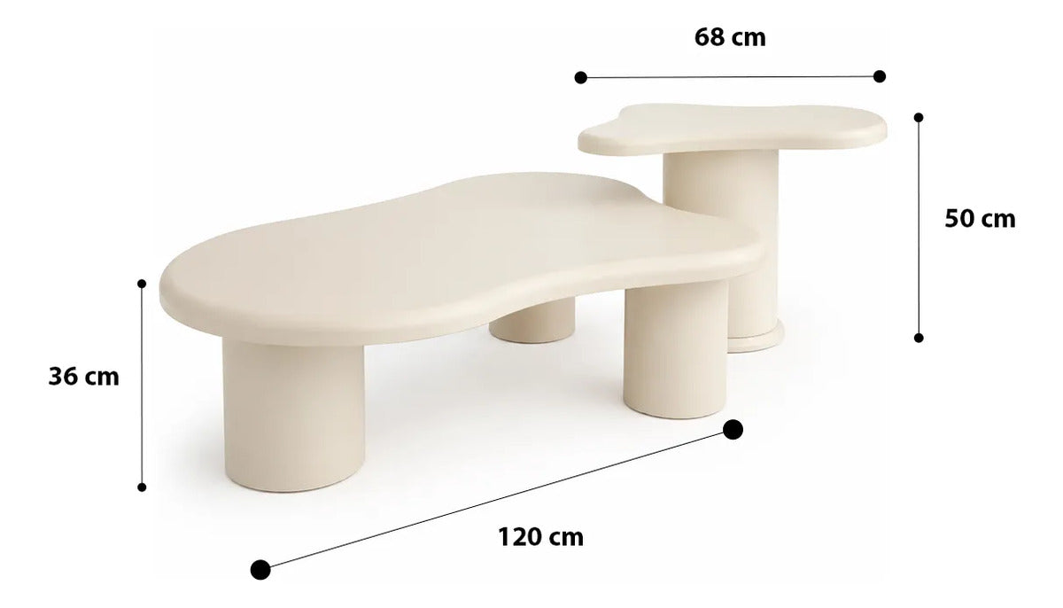 Set 2 Mesas De Centro Moderno Orgánico Madera Vanguardista