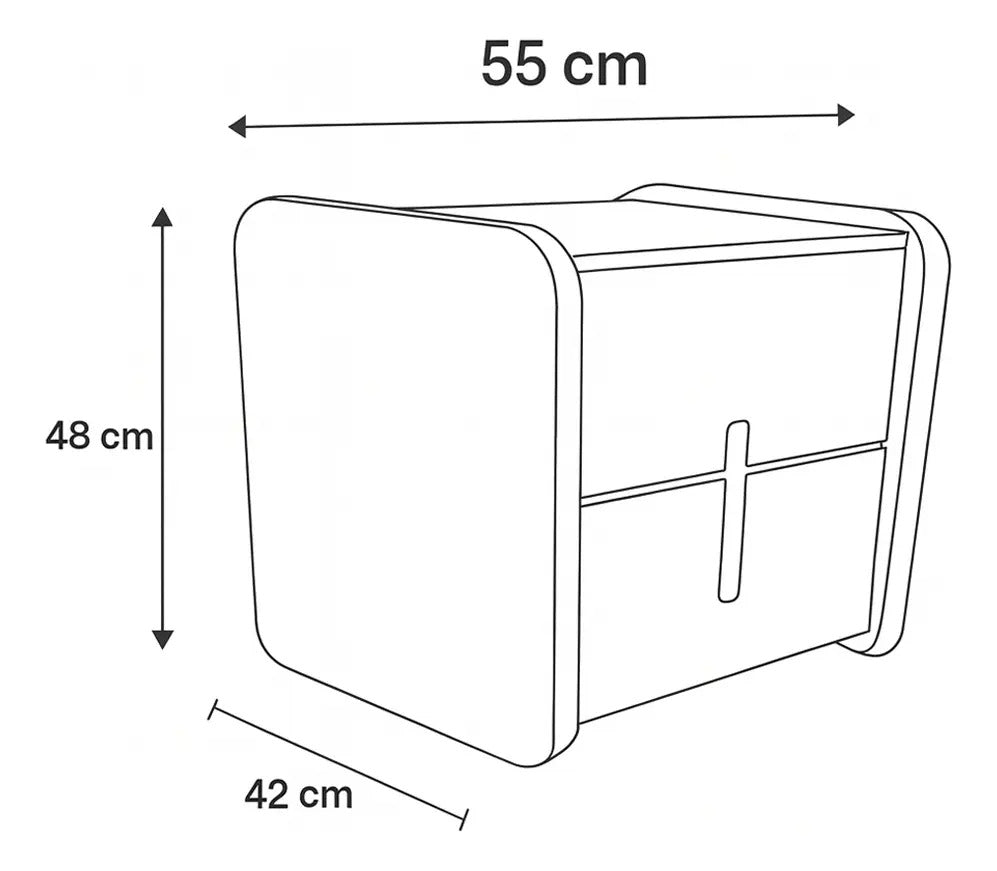 Mesita De Noche Minimalista 2 Cajones Para Recamara